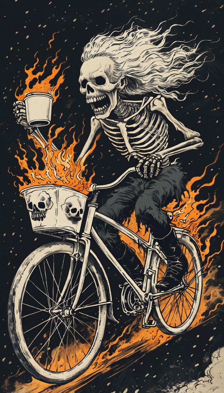 Skeleton Riding a Bike